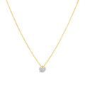 Round Pave Diamond Necklace In 18K Yellow Gold
