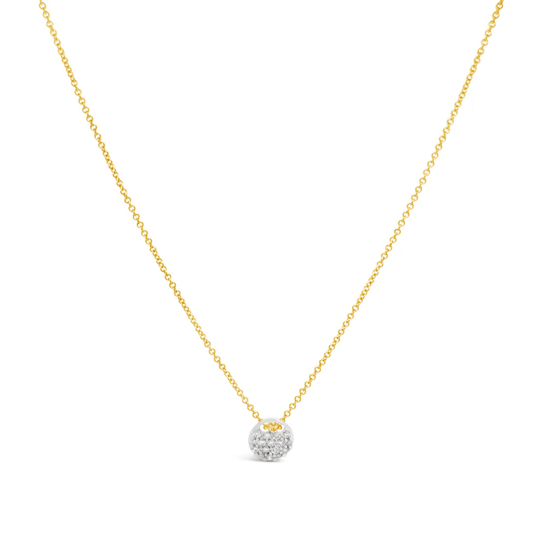 Round Pave Diamond Necklace In 18K Yellow Gold