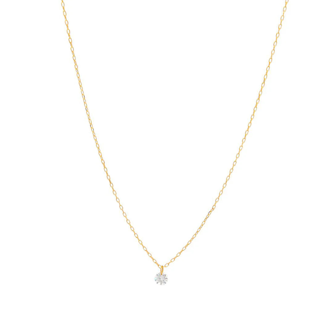 Medium Single Round Diamond Necklace In 18K Yellow Gold