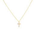 Diamond Cross Necklace In 18K Yellow Gold