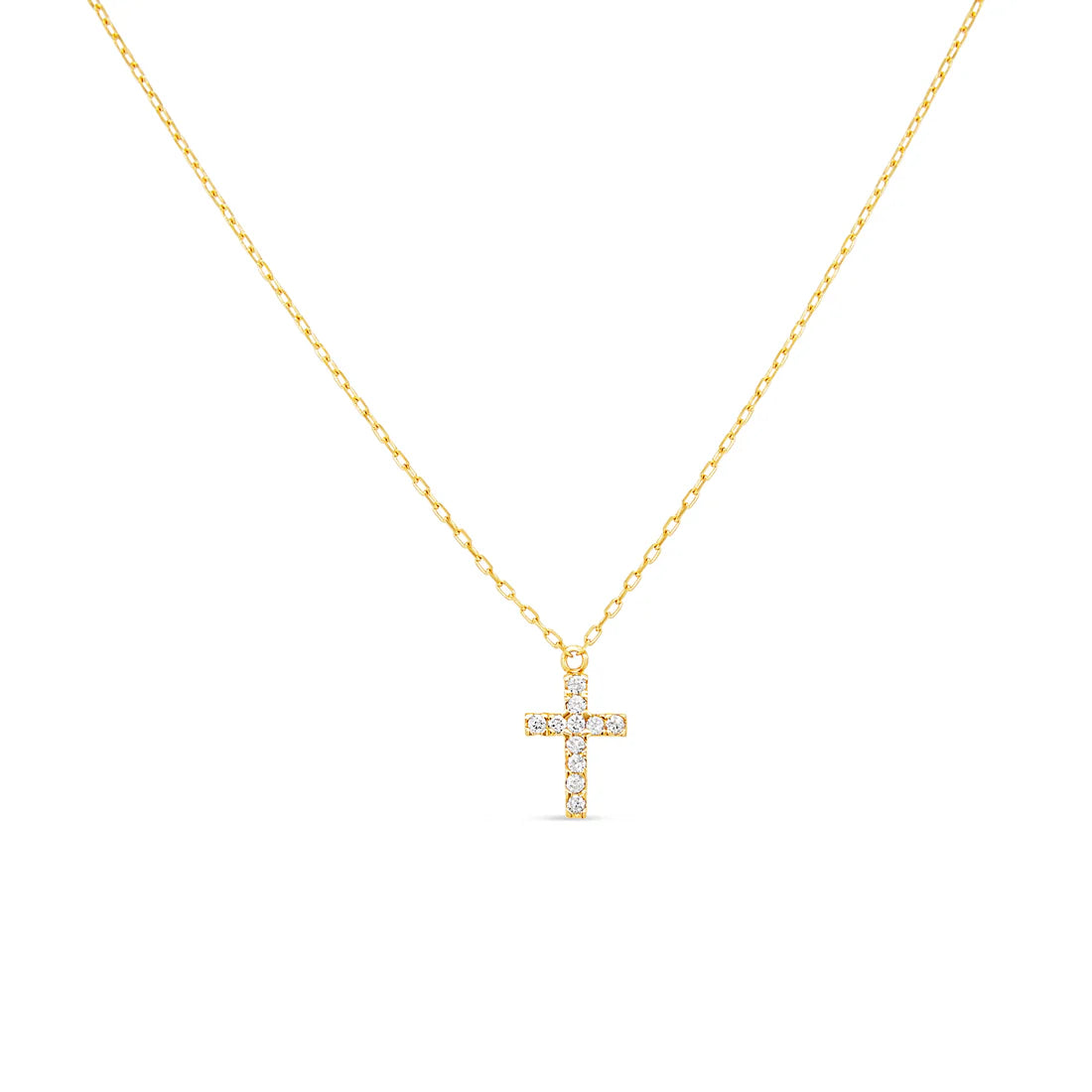 Diamond Cross Necklace In 18K Yellow Gold