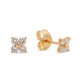 Medium Flower Cluster Diamond Pushback Earrings In 18K Yellow Gold