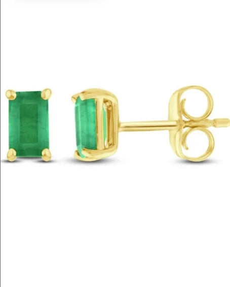 Emerald Classic Baguette Cut Studs