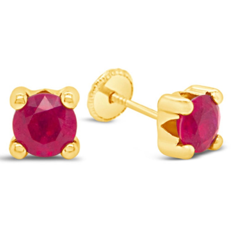 Round Ruby Studs