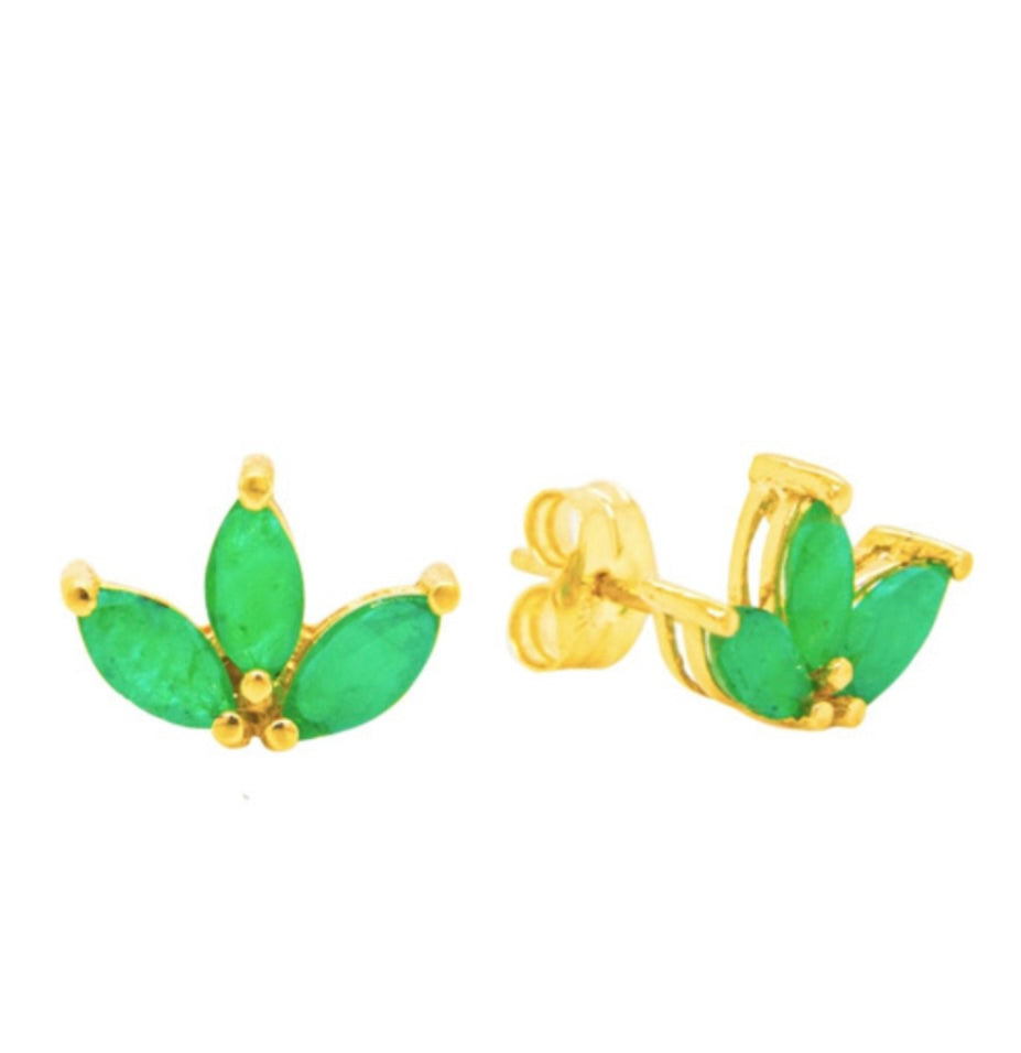 Lotus Emerald Studs
