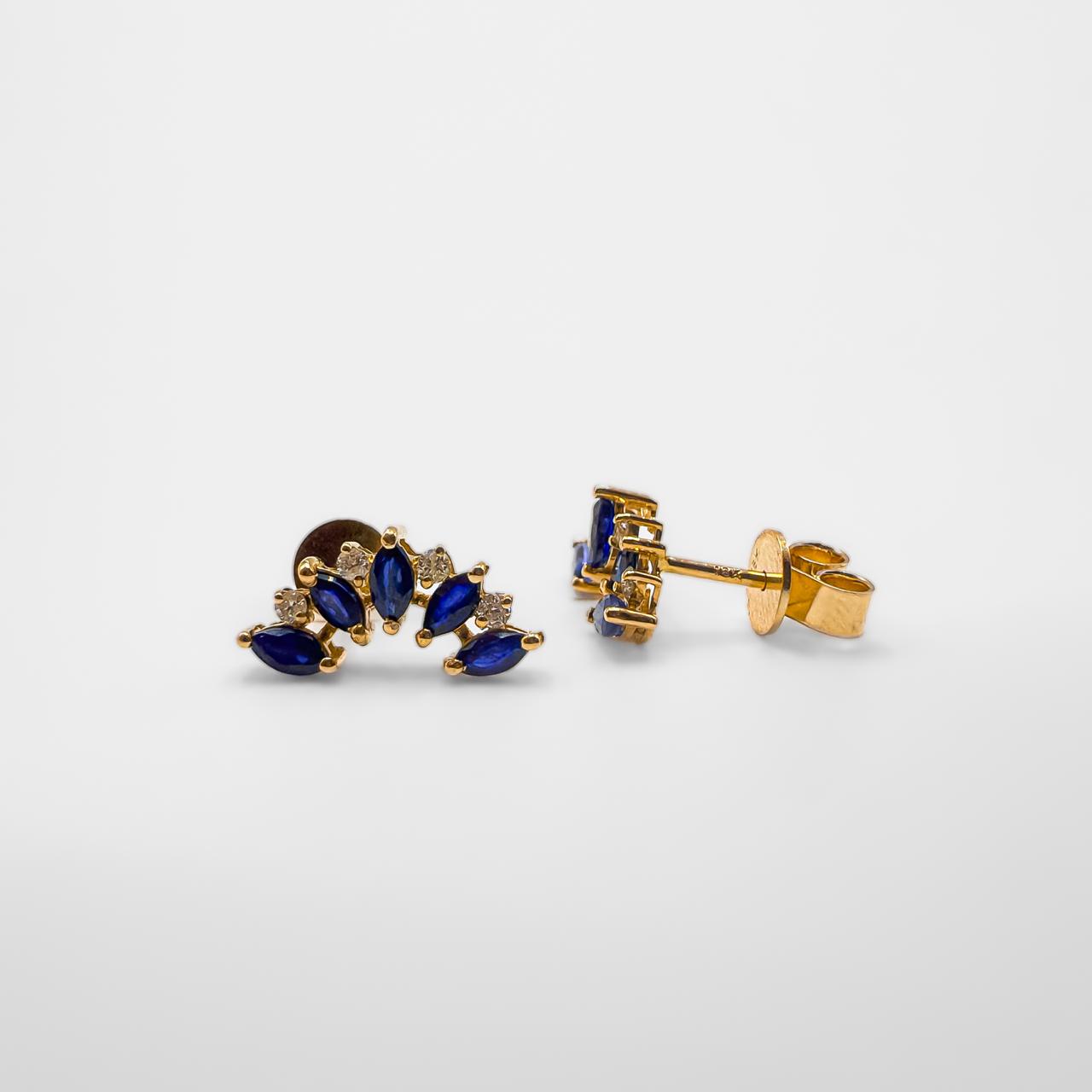 Diamond And Sapphire Climber Earrings