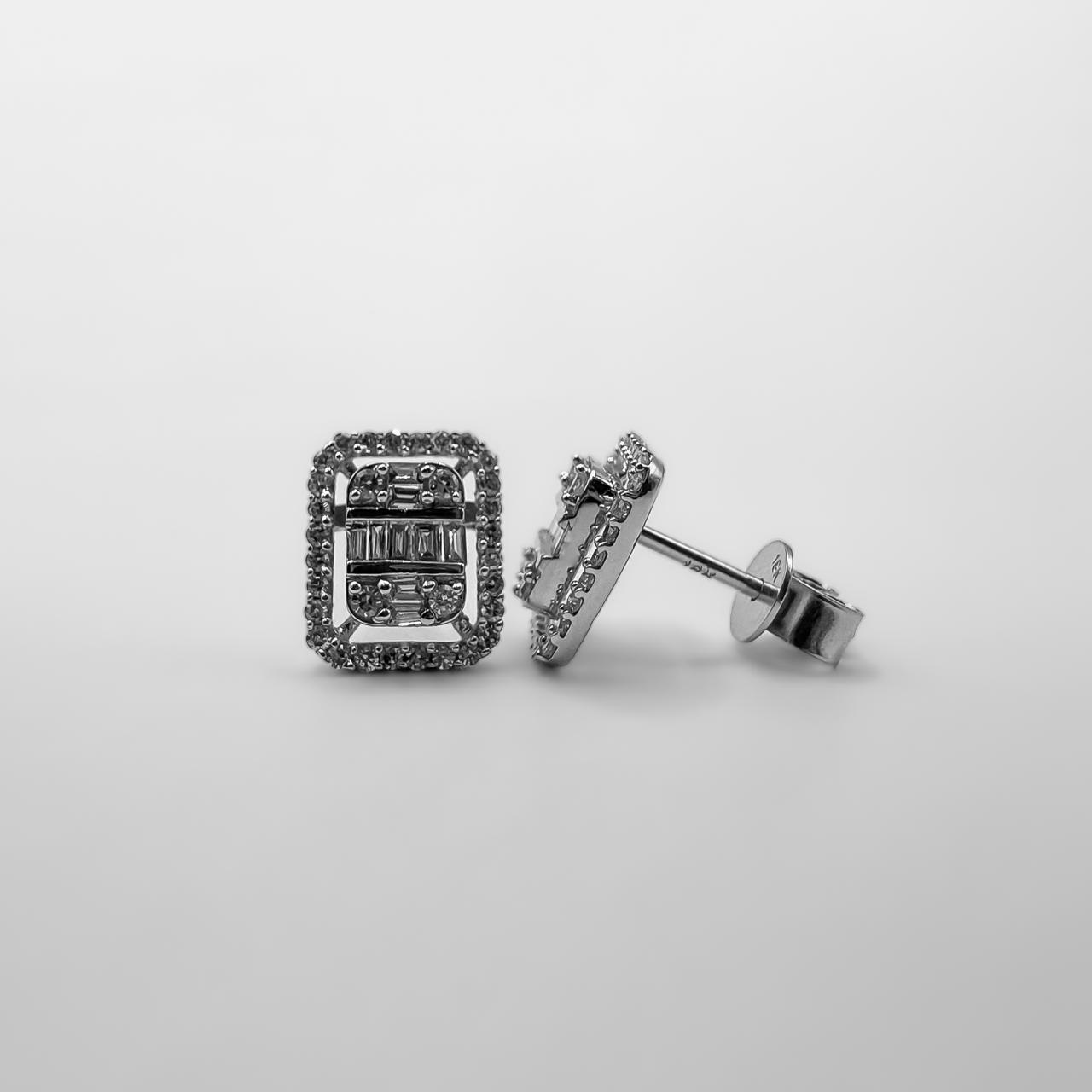 Diamond Emerald Shaped Stud Earrings