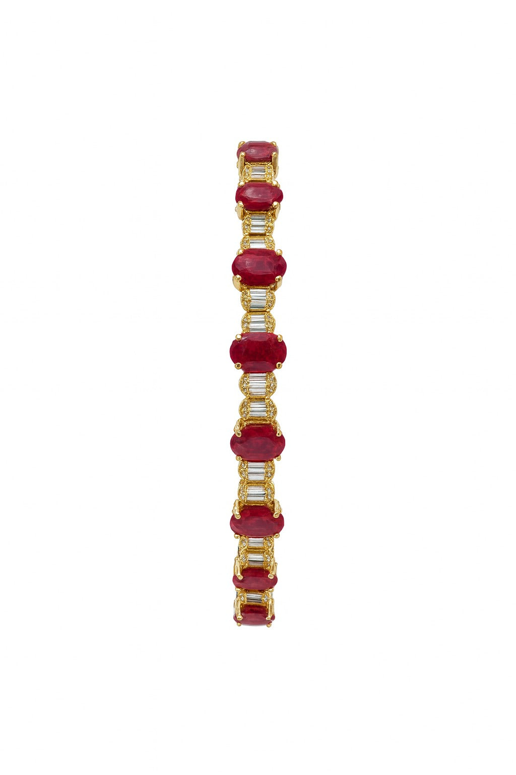 Ruby & Diamond Tennis Bracelet in 18K Yellow Gold