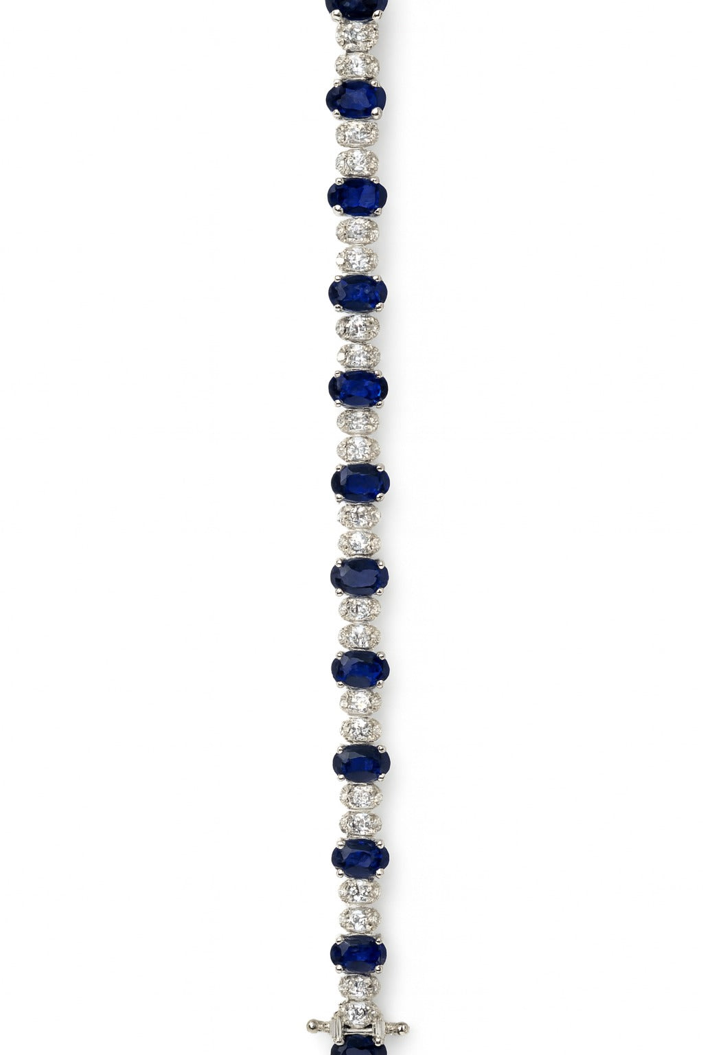 Sapphire & Diamond Tennis Bracelet in 18K White Gold