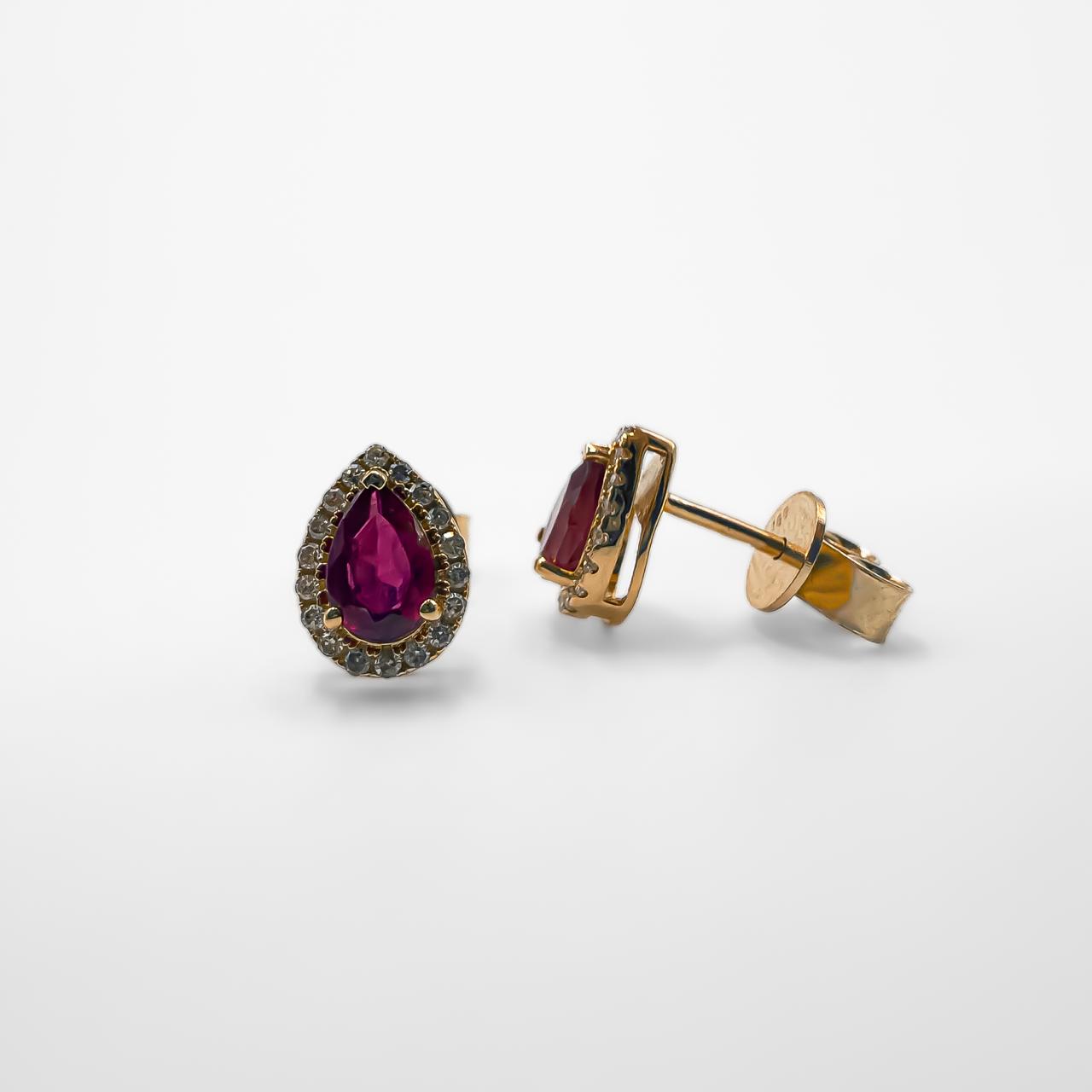 Diamond And Ruby Stud Earrings