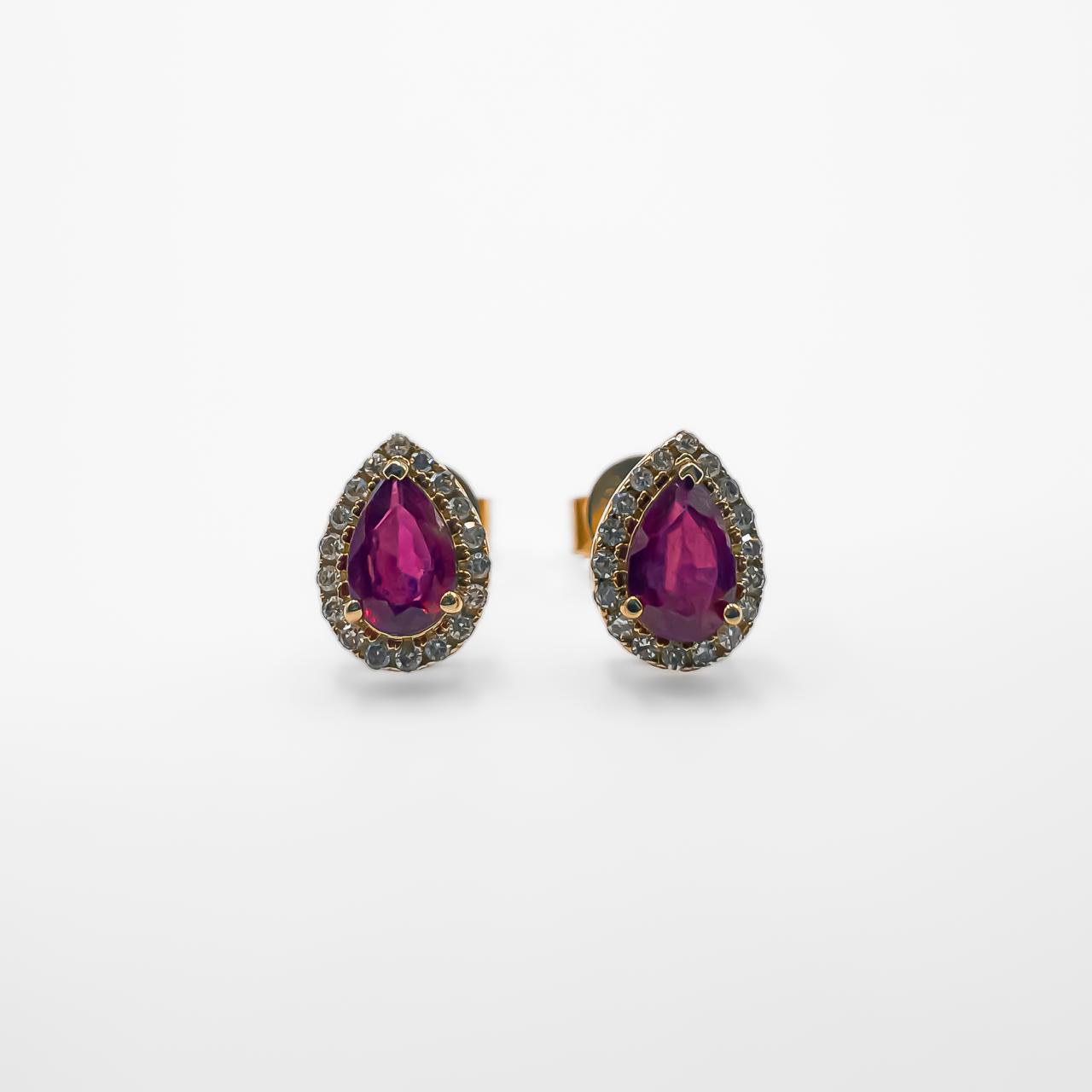 Diamond And Ruby Stud Earrings
