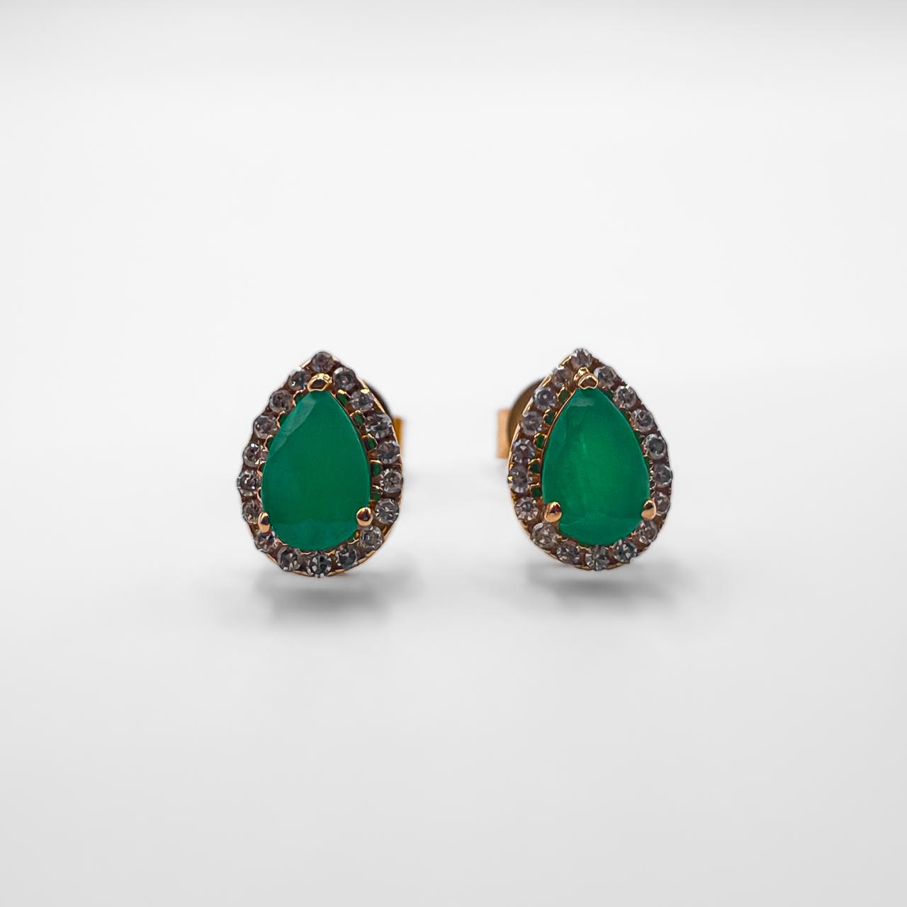 Diamond And Emerald Stud Earrings