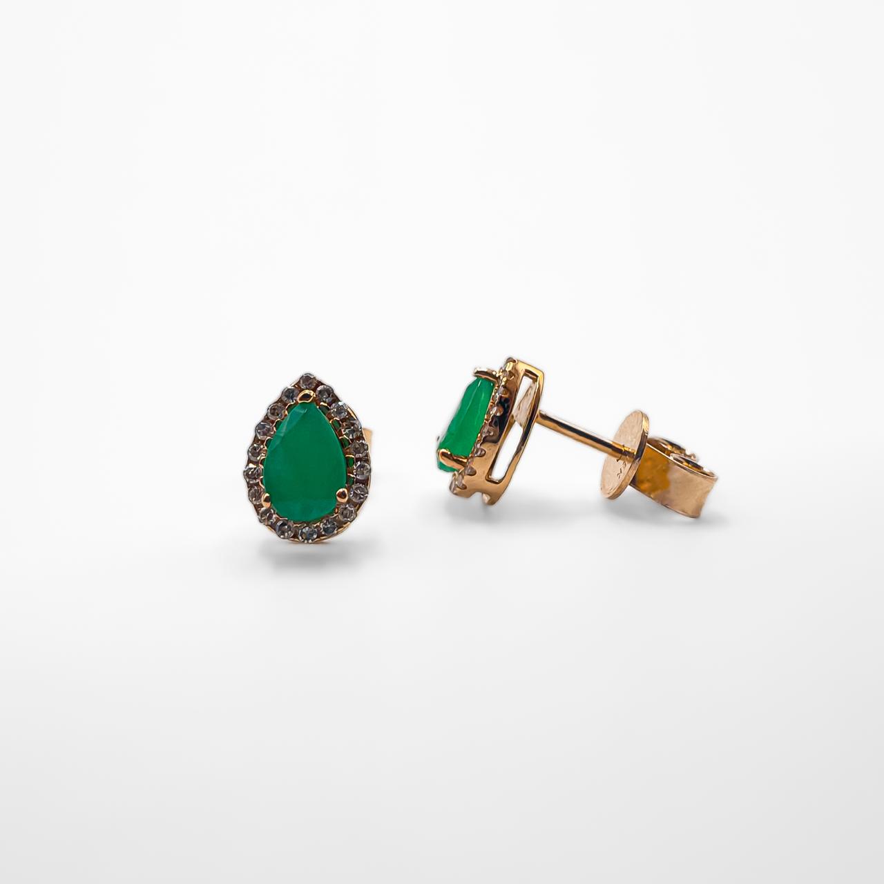 Diamond And Emerald Stud Earrings