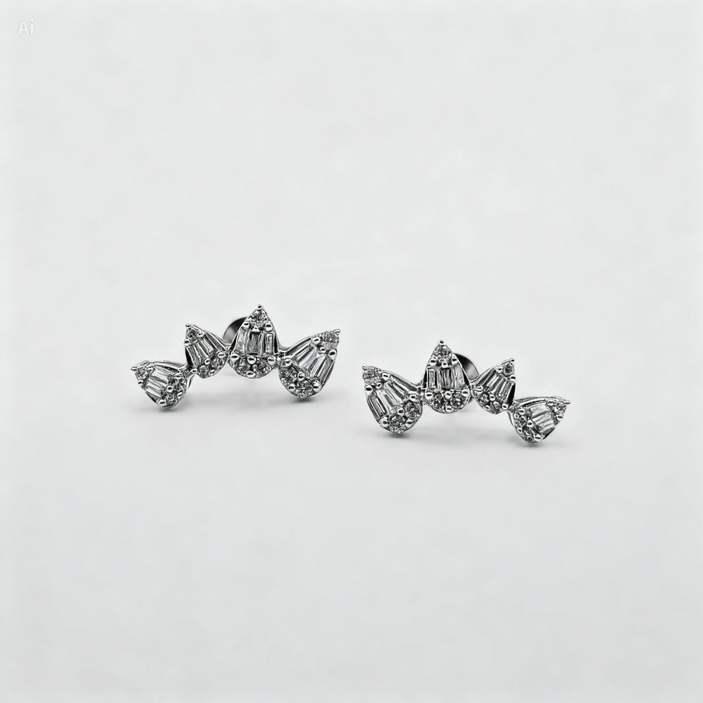 Diamond Climber Earrings in 18K White Gold