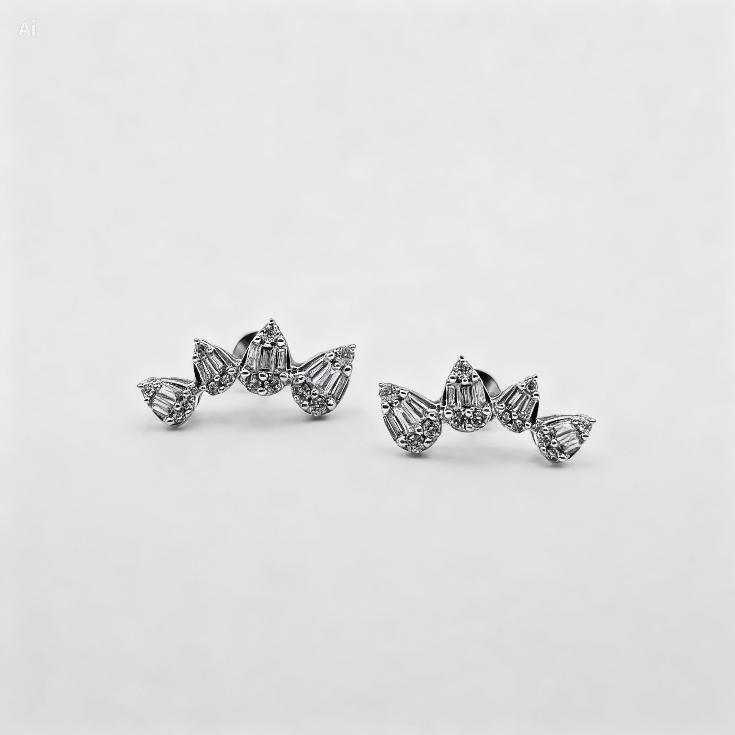 Diamond Climber Earrings in 18K White Gold