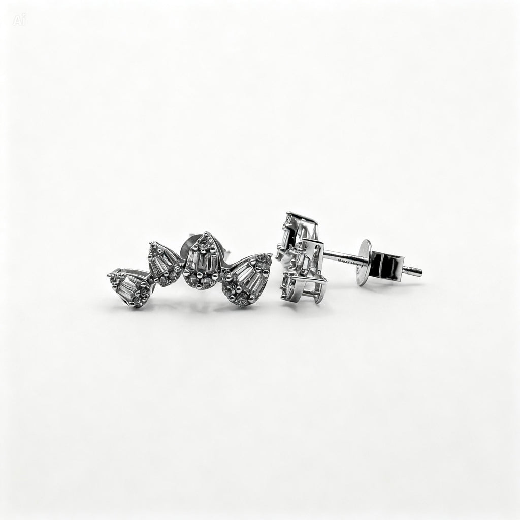 Diamond Climber Earrings in 18K White Gold