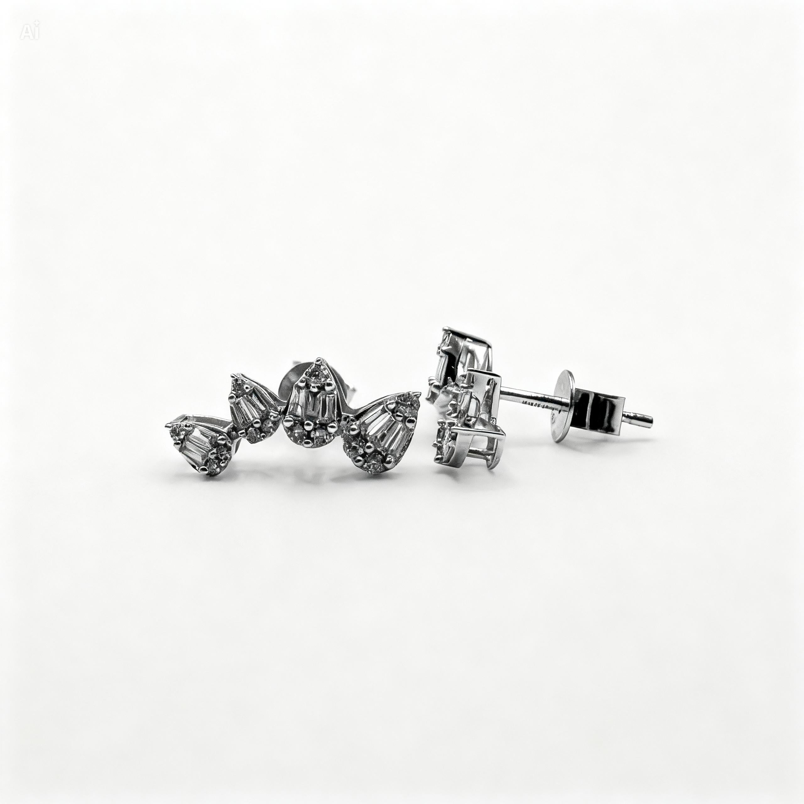 Diamond Climber Earrings in 18K White Gold